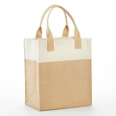 Our Mini Jute Gift Bag with colored cotton trims and a self-handle is the perfect eco-friendly solution for your promotional needs. Crafted from sustainable jute material, this custom printed bag with dimensions of 11"W x 13"H x 7"D exudes charm and functionality. Make a lasting impression on your recipients while showcasing your brand's commitment to the environment with this stylish and versatile promotional item. Custom Printed Matira Mini Jute Tote Bag in Natural | Totes | Jute Totes Beige Recyclable Shopping Bags, Eco-friendly Large Canvas Bag In Natural Color, Eco-friendly Large Capacity Natural Canvas Bag, Beige Burlap Shopping Bag, Eco-friendly Natural Color Gift Bag, Eco-friendly Canvas Bag With Reinforced Handles, White Jute Bags For Daily Use, Rectangular Natural Canvas Bag, Recyclable, Eco-friendly Cream Canvas Bag