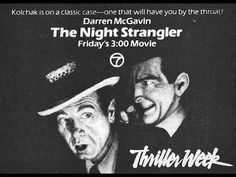 an advertisement for the night strangler friday's 3, 000 movie featuring two men