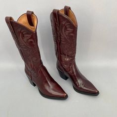 Reposhing This Item I Purchased From @Thriftncoffee. Unreal But Sadly Do Not Fit Me :( Maroon Cowboy Boots, Womens Western Shoes, Dark Brown Cowboy Boots, Brown Cowboy Boots Outfit, Dress Cowboy Boots, Tall Cowgirl Boots, Football Costume, Brown Cowgirl Boots, Cowboy Boots For Women