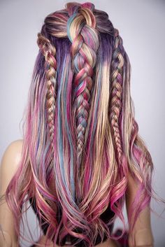 Unicorn Hair Color, Mermaid Designs, Vivid Hair, Revlon Lipstick, Glam Hair, Bright Hair, Hair Color Blue, Pastel Hair