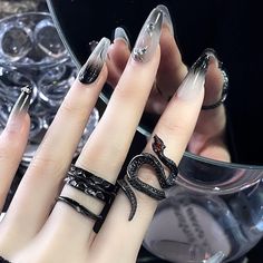 Punk Black Rings For Halloween, Black Punk Rings For Halloween, Punk Black Ring For Halloween, Black Metal Rings For Halloween, Edgy Adjustable Rings For Halloween, Adjustable Edgy Halloween Rings, Black Punk Metal Rings, Black Metal Grunge Rings, Punk Style Black Metal Rings