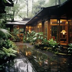 open floor plan house in rain forest Rainforest Aesthetic, Forest Landscaping, Rainforest Room, Rainforest Home, Japanese Modern House, Shifting Ideas, Forest Homes, Modern Wooden House, Instagram Decor