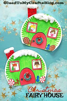 paper plate christmas fairy house ornament craft for kids to make with construction paper