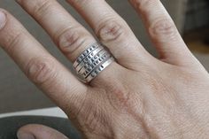 "These rings are so perfectly imperfect just like life! I haven't taken mine off since making them. These rings start out as heavy gauge fine silver wire which I hammer and fuse together to create these little beauties. Each ring is roughly 2mm wide and in an Uppercase font. If looking for a lowercase font please see this listing https://www.etsy.com/listing/270964826/personalized-stackable-mothers-ring-2mm?ref=shop_home_active_1 Price listed is for one ring only. Multiple number of rings can be Modern Personalized Stackable Rings For Everyday, Modern Personalized Everyday Stackable Rings, Modern Personalized Adjustable Stackable Rings, Everyday Meaningful Hand Stamped Stackable Rings, Personalized Stackable Rings For Everyday, Personalized Everyday Stackable Rings, Customizable Adjustable Stackable Rings For Everyday, Modern Personalized Stackable Rings For Promise, Personalized Modern Stackable Rings For Promise