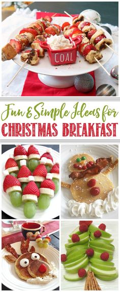 a collage of christmas treats and desserts with the words fun and simple ideas for christmas breakfast