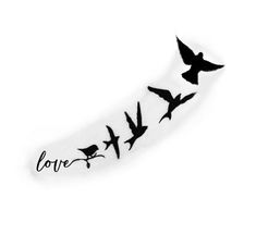 birds flying in the sky with words above them that say love on white sheet paper