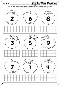 an apple ten frames worksheet with numbers