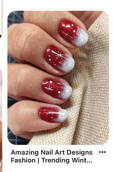 Xmas Nail Art, Glitter Gel Nails, Festival Nails, Dipped Nails