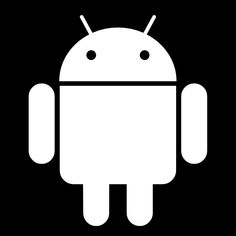 an icon of a white robot on a black background with the word android above it