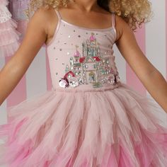 Your little princess will love this fan favorite Ooh! La La! castle dress. The bodice features an embellished castle, while the pink ombre tulle skirt adds a touch of whimsy. She'll feel like royalty in this playful and enchanting dress. Tutu Dresses For Kids, Castle Dress, Enchanting Dress, Disney Vacation Planning, Ooh La La, Vacation Planning, Disney Castle, Disney Diy, Disney Vacation