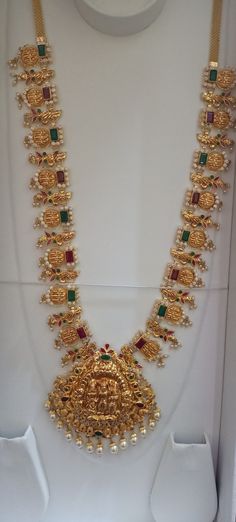 Ram Parivar Gold Haram Designs, Latest Mango Haram Designs With Grams, New Model Haram Designs Gold, Long Chains Indian Gold Latest, Ram Parivar Haram Designs, Kasulaperu Jewellery, Long Haram Gold Jewellery Designs, Kasula Peru, Kasu Mala