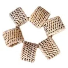 six woven squares arranged in the shape of a circle on top of each other, with white background