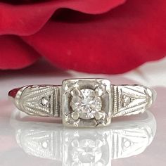 Details: Sweet classic Art Deco diamond ring--this one would make a great engagement ring or just a sweet ring to add to a collection. Would also be a great pinky ring! Please ask all necessary questions prior to placing an order. Measurements: The size is 4 1/2 US, and can be sized for a fee. Condition: The overall all condition of this ring is very good. Classic Cut Diamond Ring For Anniversaries, Classic Cut Diamond Promise Ring, Classic Cut Diamond Ring For Anniversary, Classic Cut Diamond Jewelry For Promise, Emerald Cut Birthstone Ring With Diamond Accents For Anniversary, Luxury Brilliant Cut Birthstone Ring For Wedding, Emerald Cut Diamond Birthstone Ring For Anniversary, Luxury Wedding Birthstone Ring With Diamond Accents, Luxury Wedding Birthstone Ring With Brilliant Cut