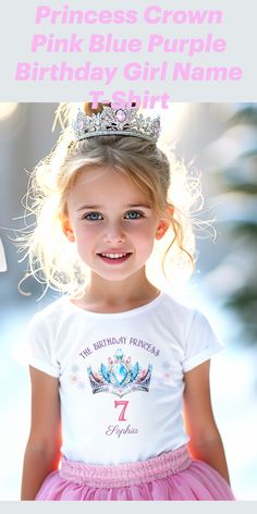 Princess Birthday party t-shirt adorned with an icy crown. Perfect for any Birthday of a little girl in the wintertime. Easily personalize the text or leave some of it blank - Kate Eden Art
#zazzlemade #birthdaytshirt #girlbirthday