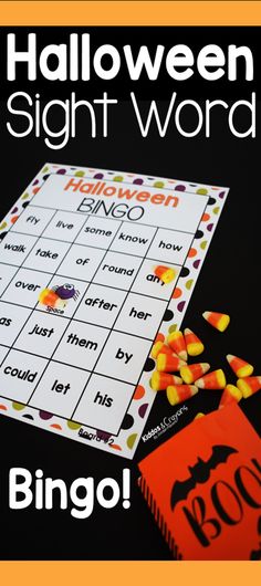 a halloween sight word game with candy corn