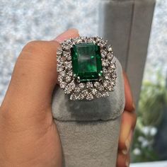 "𝐃𝐞𝐬𝐜𝐫𝐢𝐩𝐭𝐢𝐨𝐧 : *Cocktail Ring For Women, Green Emerald Cut CZ Stone Ring, 925 Silver Party Wear Ring, Wedding Bridal Ring, Engagement Anniversary Gift Ring. ❖ 𝐃𝐢𝐚𝐦𝐨𝐧𝐝 𝐃𝐞𝐭𝐚𝐢𝐥𝐬 *Color : White, Green *Clarity : VVS *Cut : Excellent *Center Stone Shape : Emerald Cut *Center Stone Size : 11*9 MM *Center Stone Weight : 5.21 CT *Side Stone Size : 1.60, 1.70, 2.00 MM *Side Stone Weight : 1.30 CT  *Total Carat Weight : 6.51 CT (Approx.) *Type : Cubic Zirconia (CZ) *We have all types of fancy & color Gemstone. For more queries please contact us immediately. ❖ 𝐑𝐢𝐧𝐠 𝐃𝐞𝐭𝐚𝐢𝐥𝐬 *Metal Purity : Solid Gold (10K, 14K, 18K); 925 Sterling Silver *Stamp : Yes (As per metal purity) *SKU : SR16379 *Making Process : Handmade > Crafted by our experienced craftsman. ❖ 𝐂𝐮𝐬𝐭𝐨𝐦 Luxury Unique Green Diamond Ring, Luxury Silver Cluster Ring With Emerald, Luxury Green Topaz Ring For Anniversary, Fine Jewelry Diamond Ring For Party, Party Fine Jewelry Diamond Ring, Luxury Rings With Center Stone For Party, Dazzling Platinum Emerald Wedding Ring, Elegant Emerald And Diamond Wedding Ring, Dazzling Green Rings For Party