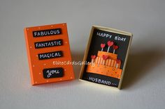 an orange and black box with two magnets in it that say fabulous, fantastic, fantastic