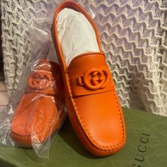 Authentic. Brand New, Never Worn, Leather Gucci Loafers. Size 7.5 Eu Which Is Normally 8.5 Us But These Are A Little Tight So Safe Bet Is For 8 Us Men Or 9.5 Woman. Designer Round Toe Loafers For Spring, Designer Calf Leather Flat Loafers, Designer Flat Calf Leather Loafers, Gucci Casual Loafers With Leather Sole, Casual Gucci Loafers With Leather Sole, Designer Slip-on Loafers For Spring, Luxury Flat Loafers For Spring, Designer Gucci Loafers With Leather Lining, Luxury Spring Loafers With Round Toe