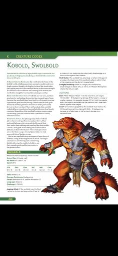 an article about the character kobold, swordwolfd from the video game