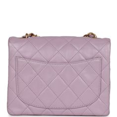 This Vintage Mini Square flap bag is of Light Purple Lambskin with matte gold hardware and has a front flap with signature CC turnlock closure, rear half moon pocket, and an interwoven purple leather and gold tone chain link shoulder/crossbody strap.The interior is lined in purple leather and features a zipper pocket with Chanel pull and an open pocket below.Collection: 6-Series (2000-2002)Origin: FranceCondition: Vintage; Excellent - This bag retains its shape with slight wrinkling, scratching Chanel Box, Chanel Mini, Bag Light, Purple Leather, Vintage Chanel, Flap Bag, Matte Gold, Handbag Backpack, Half Moon