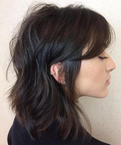 Wolf Cut With Curtain Bangs, Side Bangs Hairstyles, Short Grunge Hair, Lifeless Hair, Wolf Cut, Long Black Hair, Cut My Hair, Medium Hair Cuts, Hair Inspo Color