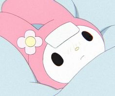 a cartoon character laying down with a flower in her hair and wearing a pink outfit