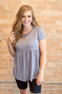 Babydoll Top | Ash Navy - MOB Fashion Boutique Flowy Short Sleeve Tops For Loungewear, Casual Flowy Peplum Top, Cute Short Sleeve Shirts, Cute Short Sleeve Tops, Mob Fashion, Quick Fashion, Mint Julep Boutique, Short Sleeve Tops, Short Sleeve Shirts