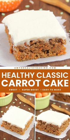 A Thanksgiving recipe for a spiced carrot cake! You'll want it as a Christmas dessert idea too. Not only is this Healthy Classic Carrot Cake supremely moist, but it's also topped with sweet ricotta frosting. Plus, this holiday baking recipe is lightened up and clean eating! Ricotta Frosting, Clean Eating Cake, Spiced Carrot Cake, Sweet Ricotta, Healthy Thanksgiving Desserts, Classic Carrot Cake, Mug Cake Healthy, Healthy Chocolate Cake, Brownie Recipes Healthy