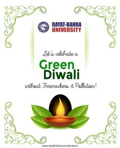 the green diwali poster with leaves on it