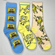 Sponge Bob Square Pants All Over Facial expression character socks  Men's/Women's On size fits all (US 7-12) (EU 40-46) Expression Character, Sponge Bob Square Pants, Silly Socks, Spongebob Birthday, Square Pants, Sponge Bob, Jelly Fish, Facial Expression, Casual Socks