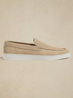 Suede Loafer | Banana Republic Factory Modern Suede Slip-ons With Cushioned Footbed, Beige Suede Lined Slip-ons, Modern Slip-ons With Suede Lining, Suede Slip-on Sneakers With Cushioned Footbed, Suede Cushioned Slip-on Sneakers, Cushioned Suede Slip-on Sneakers, Cushioned Slip-on Suede Sneakers, Low-top Suede Loafers With Cushioned Footbed, Suede Low-top Loafers With Cushioned Footbed