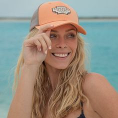 Melon | LS Trucker Baseball Cap With Curved Bill For Beach, Trucker Hat With Curved Bill For Vacation, Outdoor Trucker Hat With Curved Bill, Orange Adjustable Trucker Hat With Curved Bill, Casual Orange Trucker Hat For Outdoor, Orange Baseball Cap With Curved Brim For Beach, Orange Summer Trucker Baseball Cap, Orange Curved Brim Baseball Cap For Beach, Orange Snapback Trucker Hat For Summer