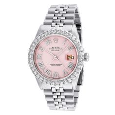 Model/Collection Name: Datejust&#44 Pink Rolex Watch Diamonds, Pink Watch Aesthetic, Pink Rolex Watch, Rich Wishlist, Rolex For Women, Mens Diamond Watches, Rolex Pink, Custom Rolex, Rolex Diamond Watch