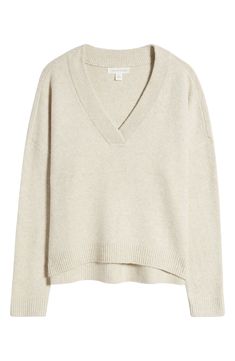 An oversized fit feels so right and relaxed in this V-neck sweater knit from cotton-blend yarn. V-neck Long sleeves Dropped shoulders Ribbed cuffs and hem 56% cotton, 19% acrylic, 18% polyester, 5% nylon, 2% spandex Hand wash, dry flat Imported Everyday Soft Knit V-neck Sweater, Cozy V-neck Sweater For Everyday, Everyday Knit V-neck Sweater, Neutral V-neck Sweater For Spring, Everyday V-neck Sweater For Fall, Relaxed Fit V-neck Sweater For Fall, Casual V-neck Relaxed Fit Sweater, Neutral V-neck Tops For Fall, Casual Neutral V-neck Sweater