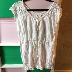 100% Cotton. Sleeve Is Lace And Cute. Feels Like Linen. Super Soft And Wearable As Swim Coverup Or Dress With Under Piece. Purchased At Uo And Never Worn Staring At Stars, Swim Coverup, Womens Swim, Urban Outfitters, Cover Up, Color White, Swimming, Stars, Lace