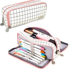 Large, Spacious, Multifunctional Zippered Organizer For School/Office/Travel/Makeup - It Will Work For So Many Occasions! Brand New! Pencil Case Pouch, School Pencil Case, Cute School Stationary, Cute Pencil Case, Study Stationery, Cool School Supplies, Stationary School, Pen Pouch, Cute School Supplies