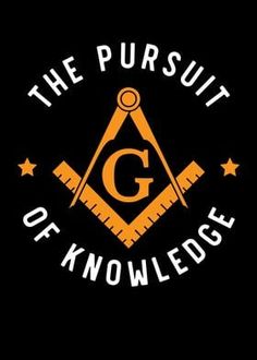 the pursuit of knowledge logo on a black background with gold and white lettering