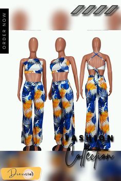 Printing Bandage Crop Tops Wide Leg Pants Suit Wide Leg Pants Suit, Bandage Crop Top, Wide Leg Pant Suit, Pants Suit, 1 Million, Leg Pants, Wide Leg Pants, Wide Leg, Crop Tops