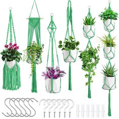 PRICES MAY VARY. VALUE PRESENT PACKAGE: Macrame plant hanger included six Different Sizes Crochet Plant Hangers, six“S” Hook, six Ceiling Hook, six Expansion Tube. Unique creative design, modern, retro style hanging plant add the perfect touch to your room and living room, you can hang indoor plant hangers on the ceiling in the living room, bathroom, bedroom and office. Great for indoor and outdoor décor HEAVY DUTY KNOTS: Hanging plant holders are handcrafted from high quality, strong, soft and Plant Holders Indoor, Hanging Indoor Plants, Indoor Plant Hangers, Vertical Wall Planters, Macrame Hanging Planter, Indoor Flower Pots, Plant Pot Holders, Hanging Plant Holder, Flower Pot Holder