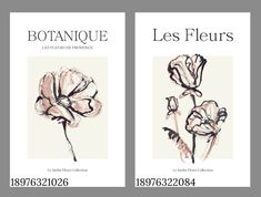 the front and back covers of two books with flowers in ink on paper, one is black