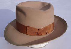 This is a fine fedora... Notice the neutral tan color of the hat body, nothing too special, but it's made special with the copper ribbon. King Louie, Fedora Hat, Tan Color, Fedora, Hats For Men, Ribbon, Copper, My Style