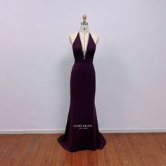 This dress can be made to order in custom size. I have some stock for size US2, US4, US6, US8, US10. For custom size, please message me your bust/waist/hips measurements and your height. Below are the measurements of standard size 2 to size 16 in inches: Size 2(inches): Bust=32 Waist=25 Hips=35 Height=65 Size 4(inches): Bust=33 Waist=26 Hips=36 Height=65 Size 6(inches): Bust=34 Waist=27 Hips=37 Height=65 Size 8(inches): Bust=35 Waist=28 Hips=38 Height=65  Size 10(inches): Bust=36 Waist=29 Hips=3 Elegant Purple V-neck Gown, Fitted V-neck Mermaid Dress With Sweep Train, Customizable Length Evening Dress With Fitted Bodice, Purple Gown With Fitted Bodice V-neck, Purple V-neck Gown With Fitted Bodice, Elegant Gown With Customizable Length And Fitted Bodice, Elegant Purple Mermaid Dress, Fitted Purple V-neck Gown, Elegant Gala Dresses With Customizable Length