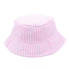 This Stripe Sun Hat is the perfect way to keep your little one from getting too much sun while still letting them have some fun! With UPF 50+ protection, this hat helps ensure your toddler stays safe in the sun. Available in sweet colors to suit your style, you can personalize this kids' bucket hat with a monogram for that extra special touch. Adjustable Cotton Sun Hat With Upf 50+, Cotton Sun Hat With Upf 50+ And Adjustable Fit, Cotton Bucket Sun Hat For The Beach, Cotton Bucket Hat For Beach, Cotton Sun Hat With Uv Protection For Playtime, Summer Cotton Bucket Hat With Adjustable Fit, Adjustable Summer Cotton Bucket Hat, Playtime Cotton Bucket Hat With Wide Brim, Cotton Bucket Hat With Wide Brim For Playtime