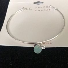 New In Card. Silver Colored Bangle With Green And Silver Disks Silver Metal Bangle Charm Bracelet, Nickel-free Silver Bangle Charm Bracelet, Lauren Conrad Jewelry, Green And Silver, Silver Bangle, Lc Lauren Conrad, Silver Bangles, Lauren Conrad, Womens Jewelry Bracelets