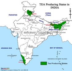 map of india showing tea producing states