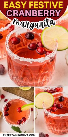 Easy Festive Cranberry Margarita (One Of The Best Cocktail Recipes!) Fall Margarita, Cranberry Margaritas, Holiday Margaritas, Cranberry Margarita, Easy Margarita, White Cranberry Juice, Coctails Recipes, Jello Shot, Tequila Drinks