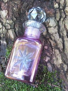 Purple Vintage, Fairy Potion, Glass Bottle, Mystical Purple Aesthetic, Galaxy Potion Bottle, Purple Perfume Bottle, Purple Mystical Gemstone Crystals, Purple Mystical Crystals, Magic Bottles