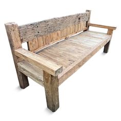 a wooden bench made out of wood planks on a white background with clipping for text