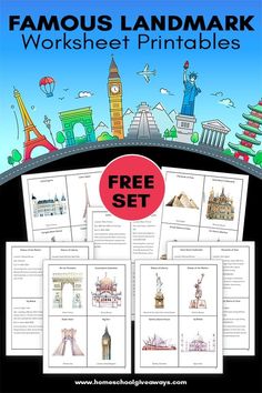 famous landmarks worksheet printables for kids to practice their english and spanish language skills