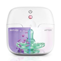 an electric breast pump is shown with the words before and after it's turned on